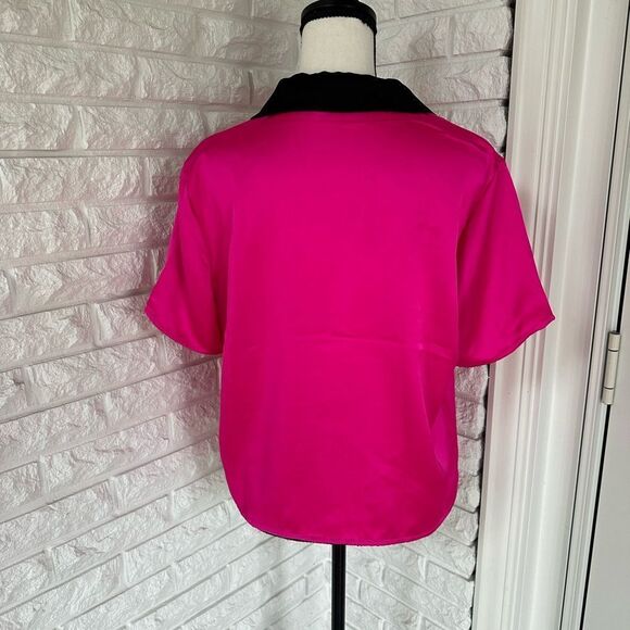 Pink Collar Button-up Crop Top - Picture 4 of 5